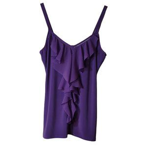 WHITE HOUSE BLACK MARKET RUFFLE PURPLE TANK TOP XS
